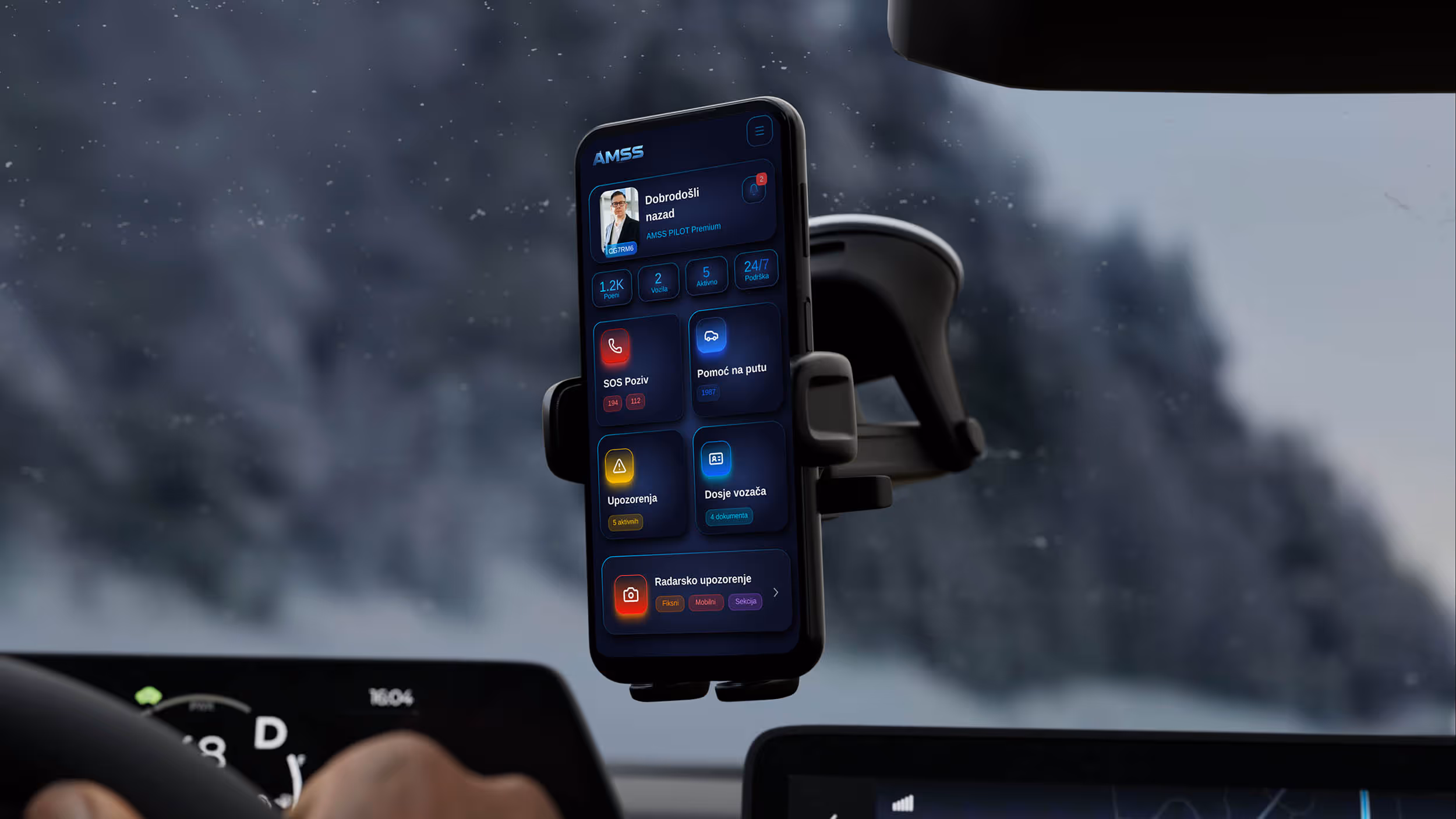 close-up image of a truck driver using a gps device